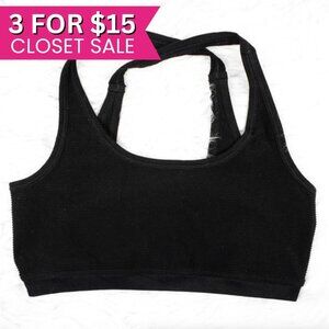 NUX Black Sports Bra Women Size Large Criss Cross Back Stretch Athletic Active